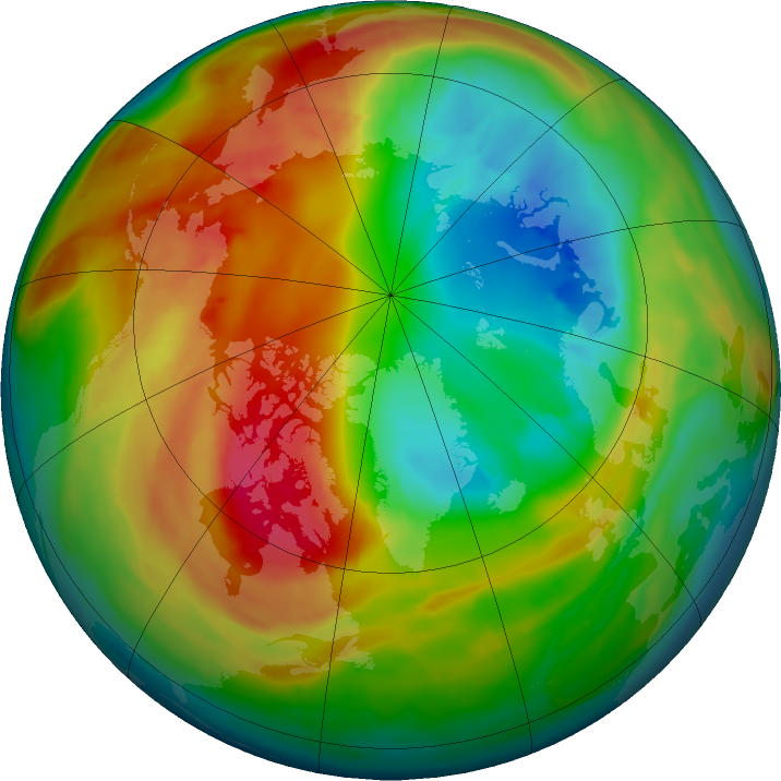 Arctic ozone map for 22 February 2016